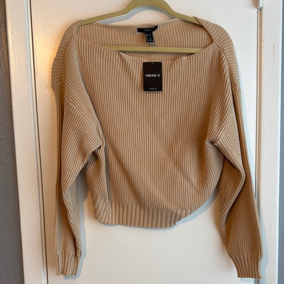 Forever 21 Beige Women's off shoulder Sweater - Picture 1 of 5